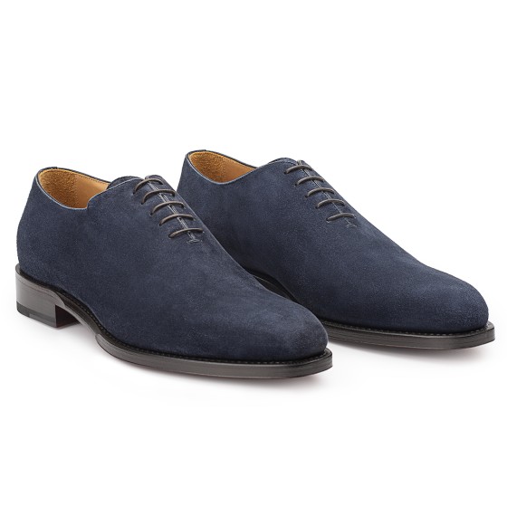 WHOLECUT LACE-UP IN BLUE SUEDE